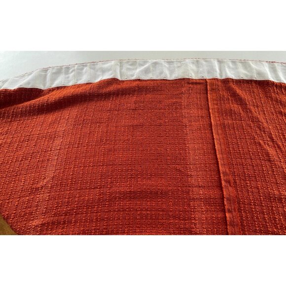 Vintage 70s pleated curtain, burnt orange/brick thick woven panel, price for 1 - Picture 8 of 9